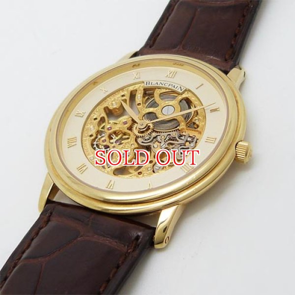 画像4: 中古美品ブランパン ヴィルレ スケルトン YG 手巻 (4)
