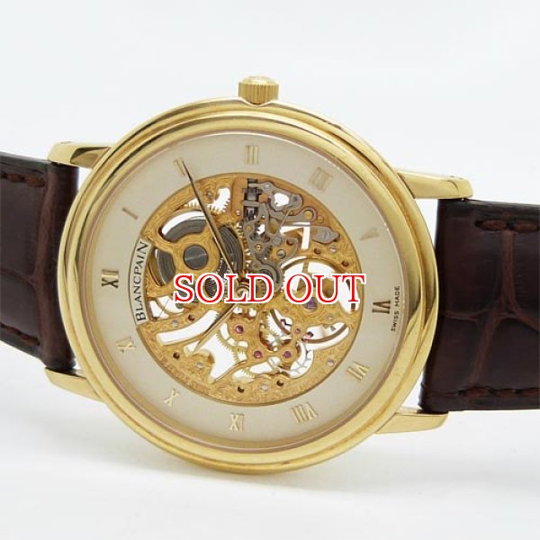 画像2: 中古美品ブランパン ヴィルレ スケルトン YG 手巻 (2)